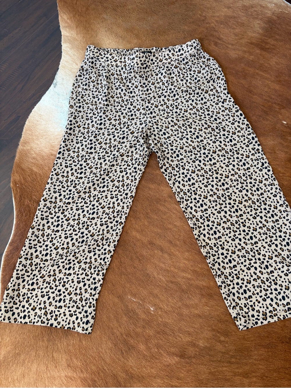 Leopard Print Silk Women’s Pull-On Pants - Cream/Black